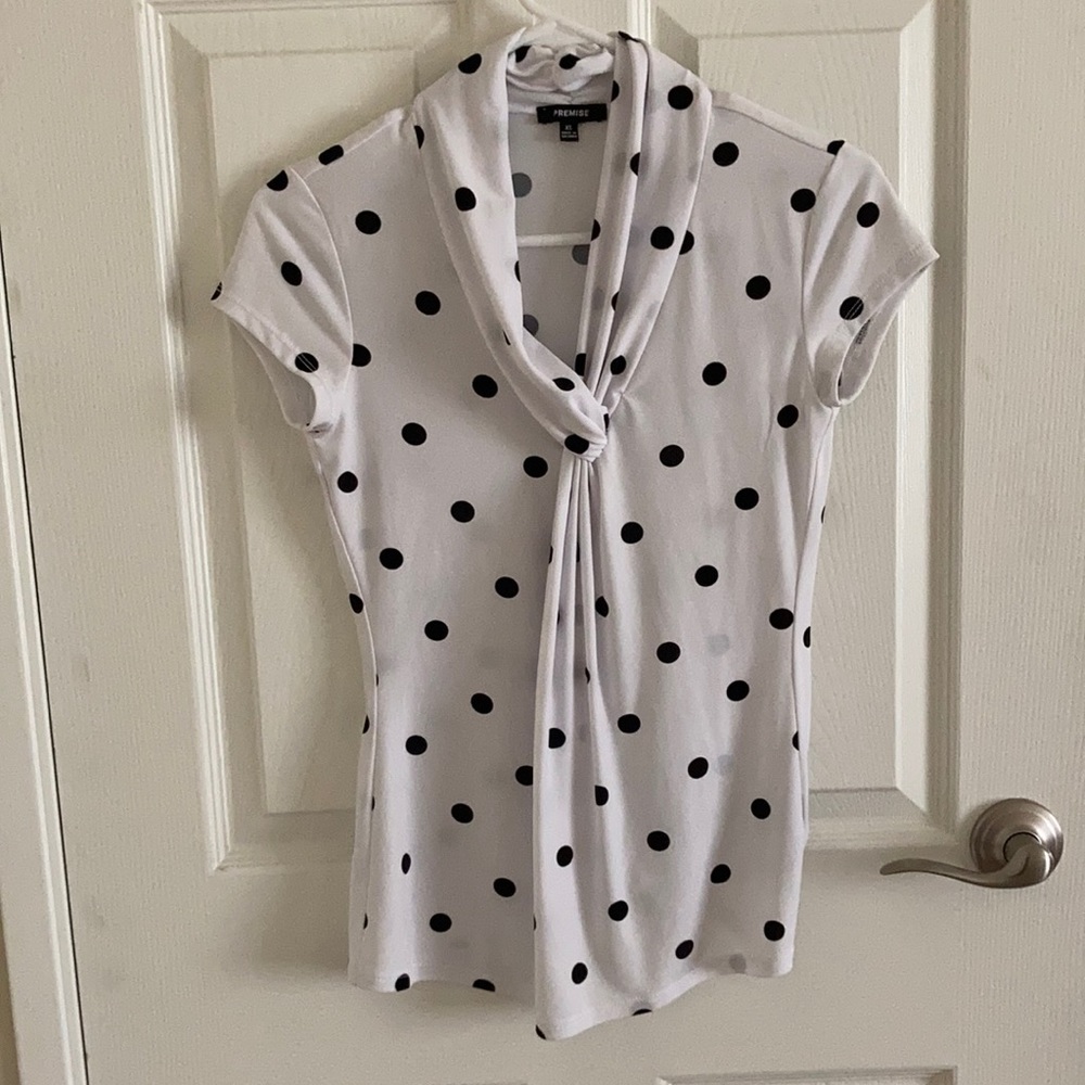 Premise faux wrap collared top